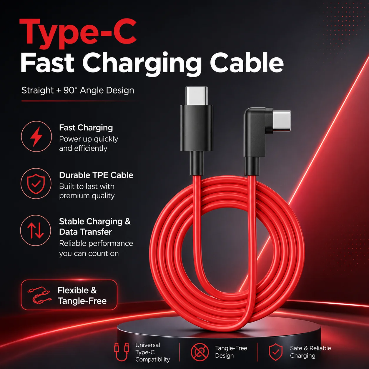 Type-C to Type-C Fast Charging Data Cable 100W 6A Dual Type-C High for Xiaomi Huawei Type-C Interface Mobile Phones USB Charging