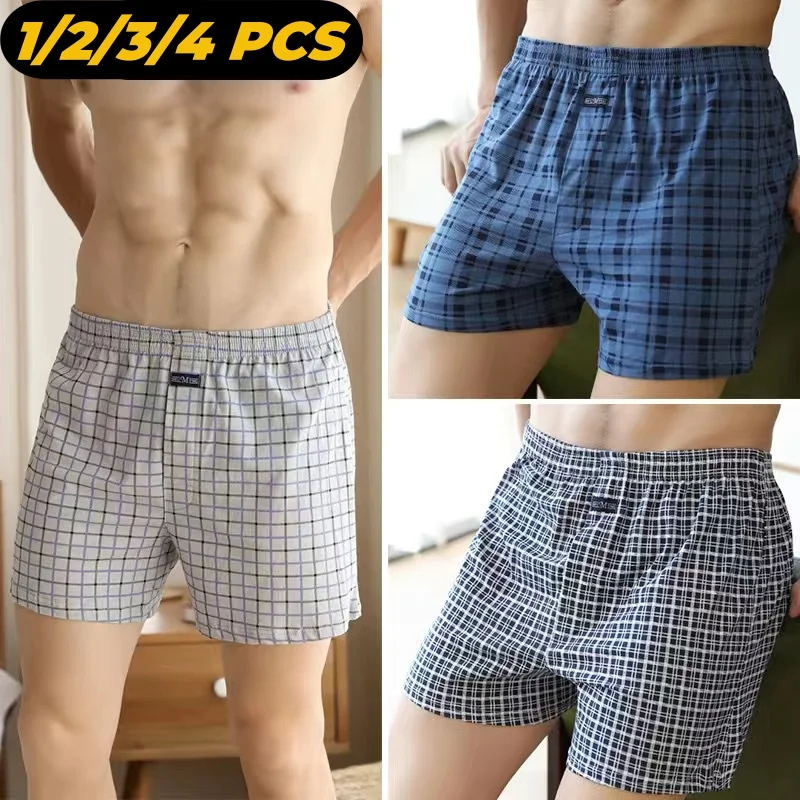 1/2/3/4PCS Plus Size M-XXXL Cotton Aro Pants Men\'s Underwear Flat Pants Skin Friendly Comfortable Loose Home Large Waistband