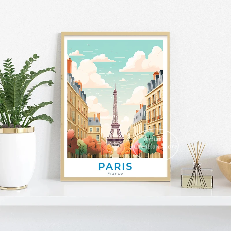 1pc frameless Grenoble Strasbourg Marseille Paris Skyline Nice Travel Canvas Painting Prints Modern Bedroom Coffee Bar Wall Art