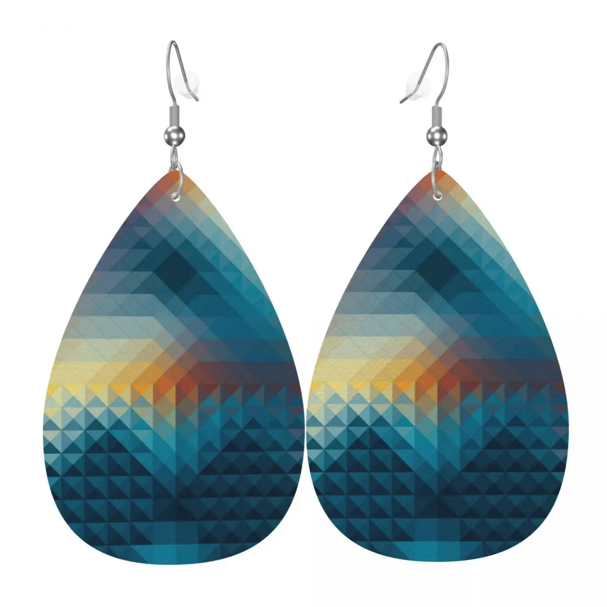 

Custom Gradient Moroccan Art PVC Leather Earrings Dangle Earrings Jewelry For Women Geometric Wallpaper For Wife Mother Gift