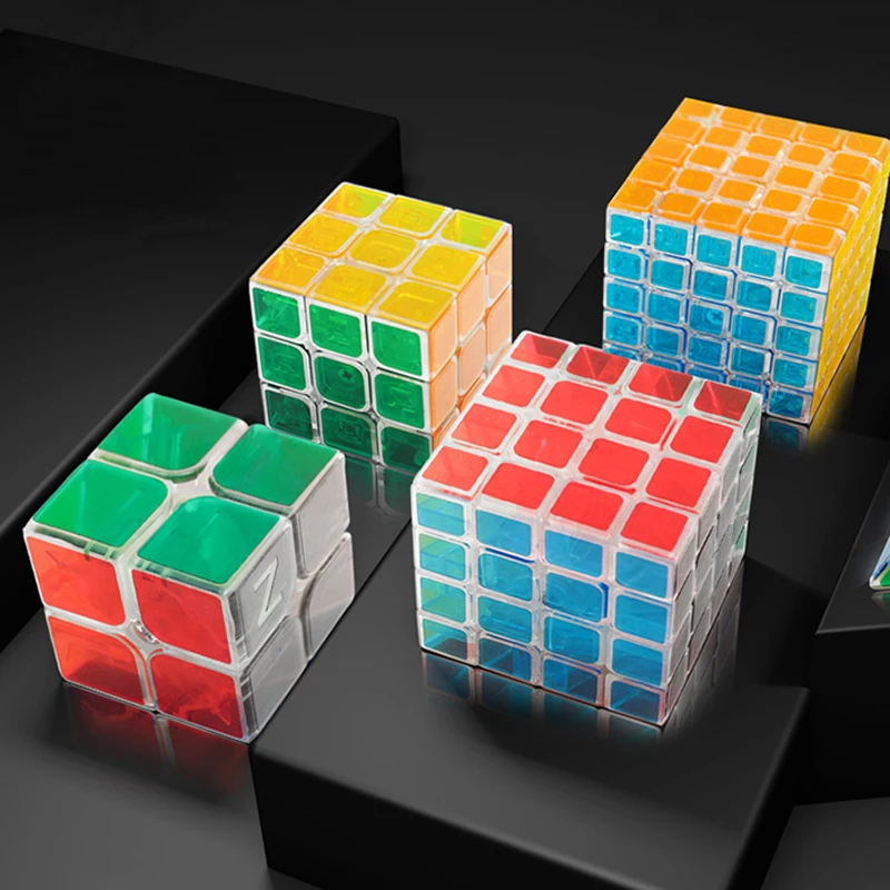 Zcube Transparent Magic Cube 3x3x3 2x2 4x4 5x5 Pyraminx Professional Speed Puzzle Zabawki dla dzieci Prezent 3x3 Speedcube Magico Cubo