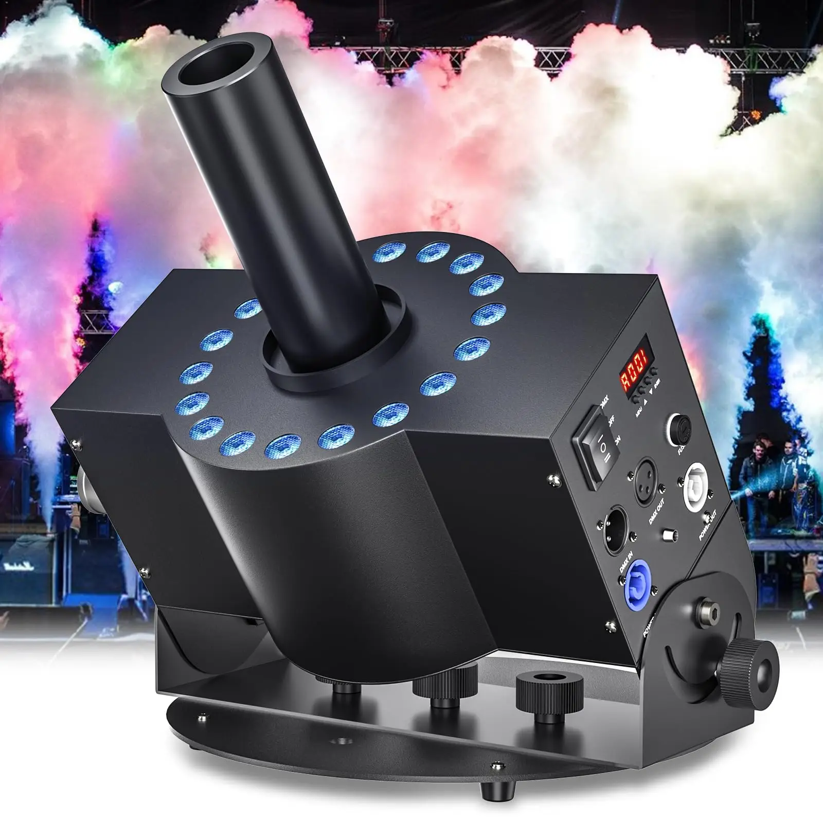 

300W CO2 Cannon 18*3w RGB 3in1 DMX512 Control CO2 Smoke Jet Machine Stage Special Effect DJ Disco Club Fog Spraying Machine