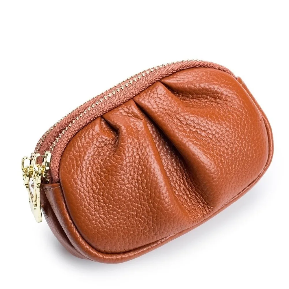 Clutch Bag Wrinkle Mini Wallet Zipper Double-layer Short Wallet Solid Color Multifunctional PU Leather Coin Purse Men