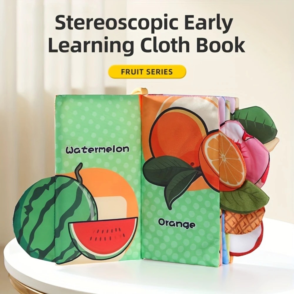 Baby Fruit Cloth Book - Colorful, Sensory Early Learning Toy with Audio & Visual Features - Perfect Christmas or Halloween Gift