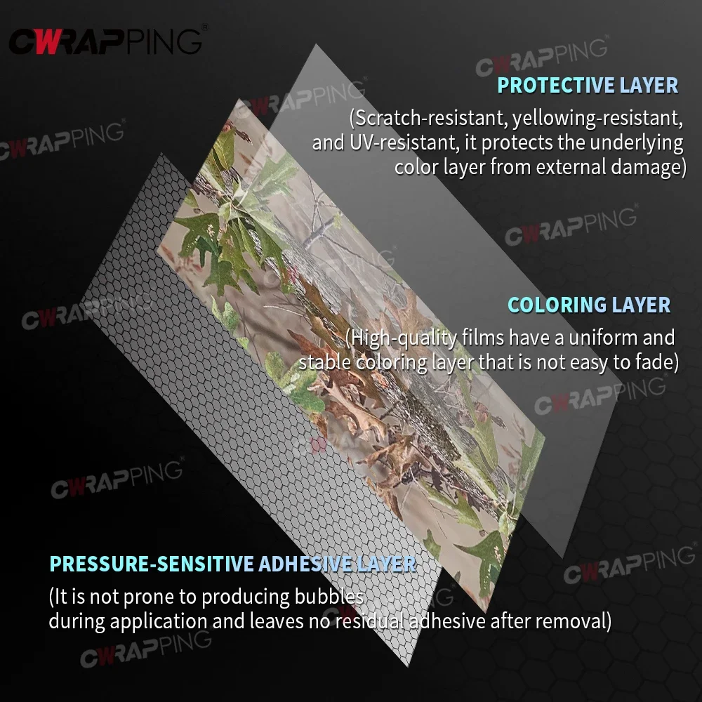 ملصق سيارة PVC من الفينيل للدراجات النارية، نسيج مموه، ملحقات السيارات للشاحنات والدراجات النارية، غطاء غشاء السيارة #5