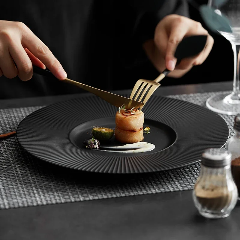 

Nordic Simple Steak Plate Vertical Western Tableware Creative French Pasta Plate Fruit Salad Kitchen Utensils Home Decorations