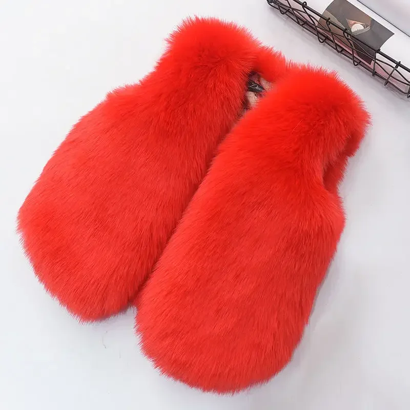 Autumn and Winter New Children Waistcoats Fur Vest for Boys and Girls Faux Fox Fur Vest Kids Coats Children Clothes