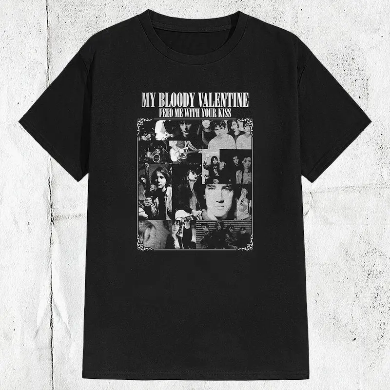 Vintage 80s My Bloody Valentine Band Feed Me With Your Kiss T-shirt ,Graphic Short Sleeve Crew Neck Cotton T-Shirt