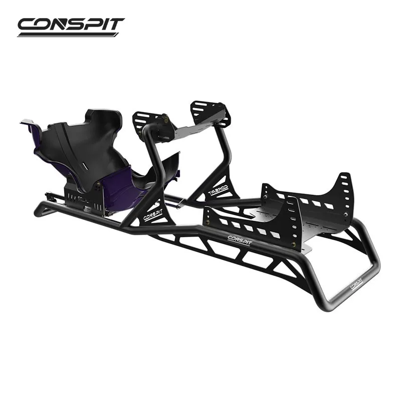 CONSPIT FP-Pro White Formula Racing Rig Sim Racing Cockpit + F1 Purple Seat for Fanatec Logitech