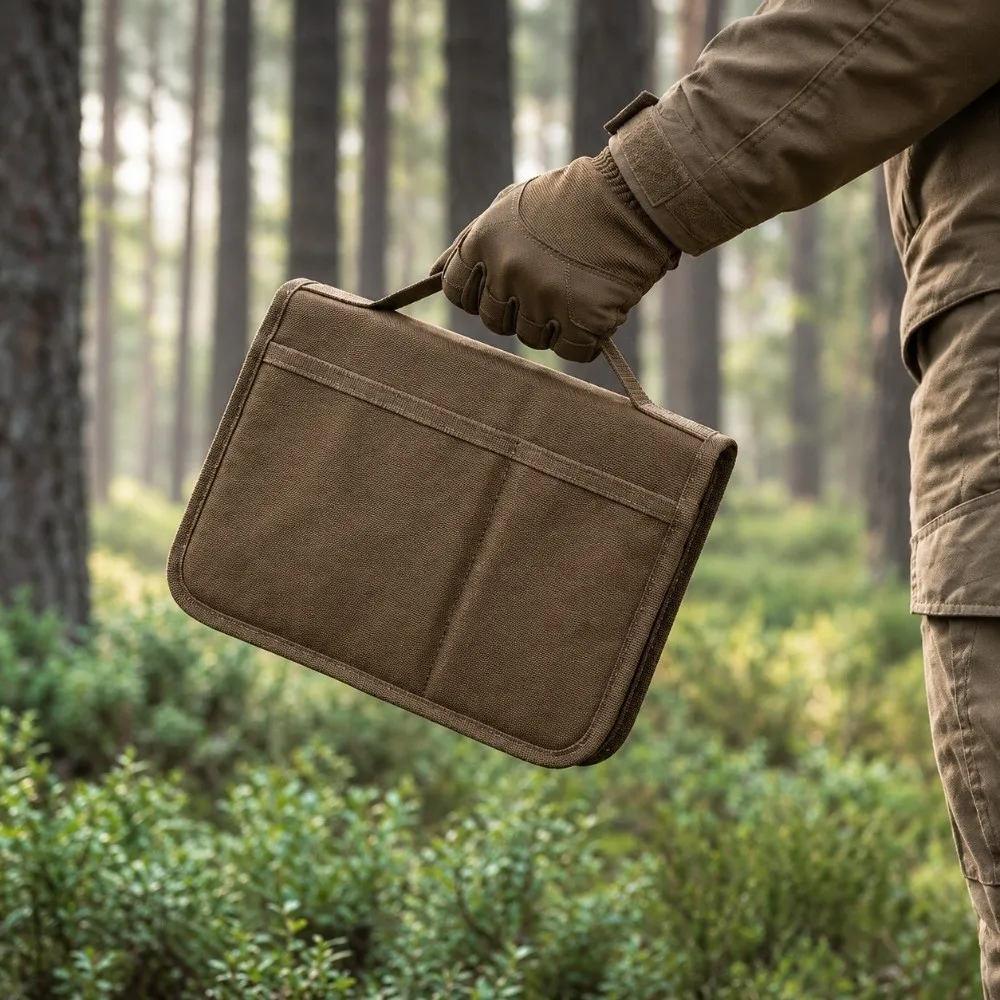 Multifunctional A5 Notebook Cover With Pen Holder Waxed Canvas Zippered Canvas EDC Organizer Durable Solid Color