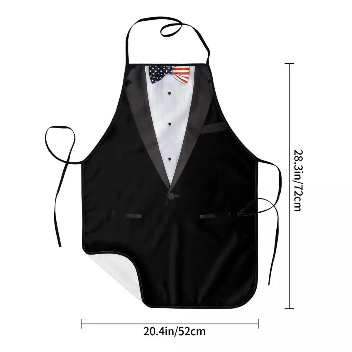 Realistic American Tuxedo Shirts With USA Bow Tie Apron Chef Cooking Cuisine Tablier Bib Kitchen Cleaning Aprons for Women Men