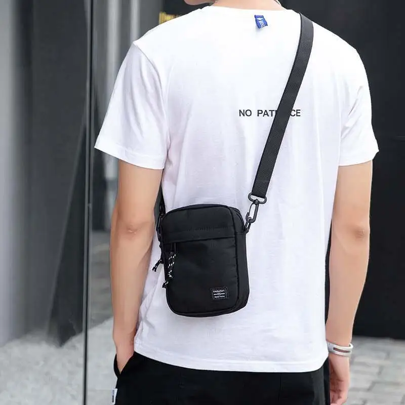 Lightweight Men's Crossbody  Shoulder Bag Sporty Style Canvas Material Zipper Closure Casual Use Horizontal Square Shape