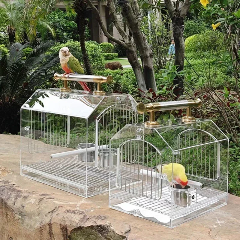 Transparent Acrylic Bird Cages Budgie Decoration Southe Park Bird Cages Luxury Outdoors Canary Jaula Pajaro Supplies WZ50BC