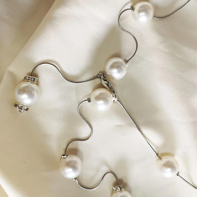 115cm For Ladies Dress Skinny Waistband Decorative Jewelry Elegant Pearl Women\'s Belt Simple Adjustable Metal Thin Chain Belt