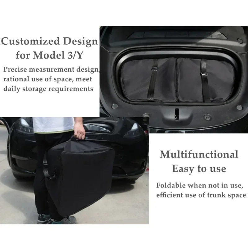 For Tesla Model 3/Y/3+ Highland 2024 Front Trunk Luggage Storage Bag Portable Heat Preservation Outdoor Organizer Accessories