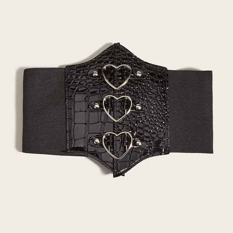 Women's Vintage Wide Elastic Waist Belt Leather Stretch Corset Cinch Belt Waistband for Dress Cummerbunds Cinturones