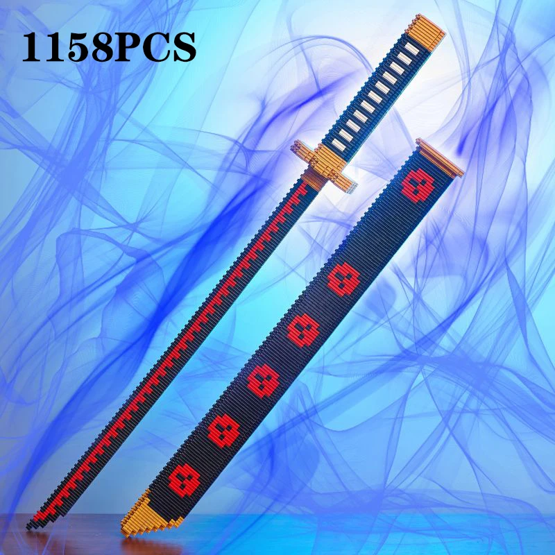 Samurai Sword Building Blocks Classic Anime Katana With Scabbard Small Particle Bricks Toys Desktop Decoration Kids Holiday Gift