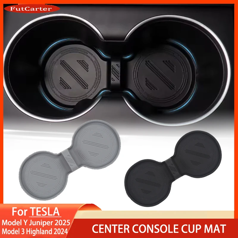 ل تسلا ModelY Juniper Model3 هايلاند كأس الماء حصيرة التحكم المركزي كوب سيليكون حصيرة مقاوم للماء المضادة للانزلاق الملحقات الداخلية #1