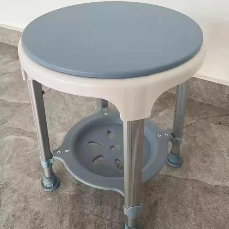 Adjustable Height 360° Swivel Shower Chair with Backrest Elderly And Handicapped Anti-Slip Safety Bathing Stool Commode Chair