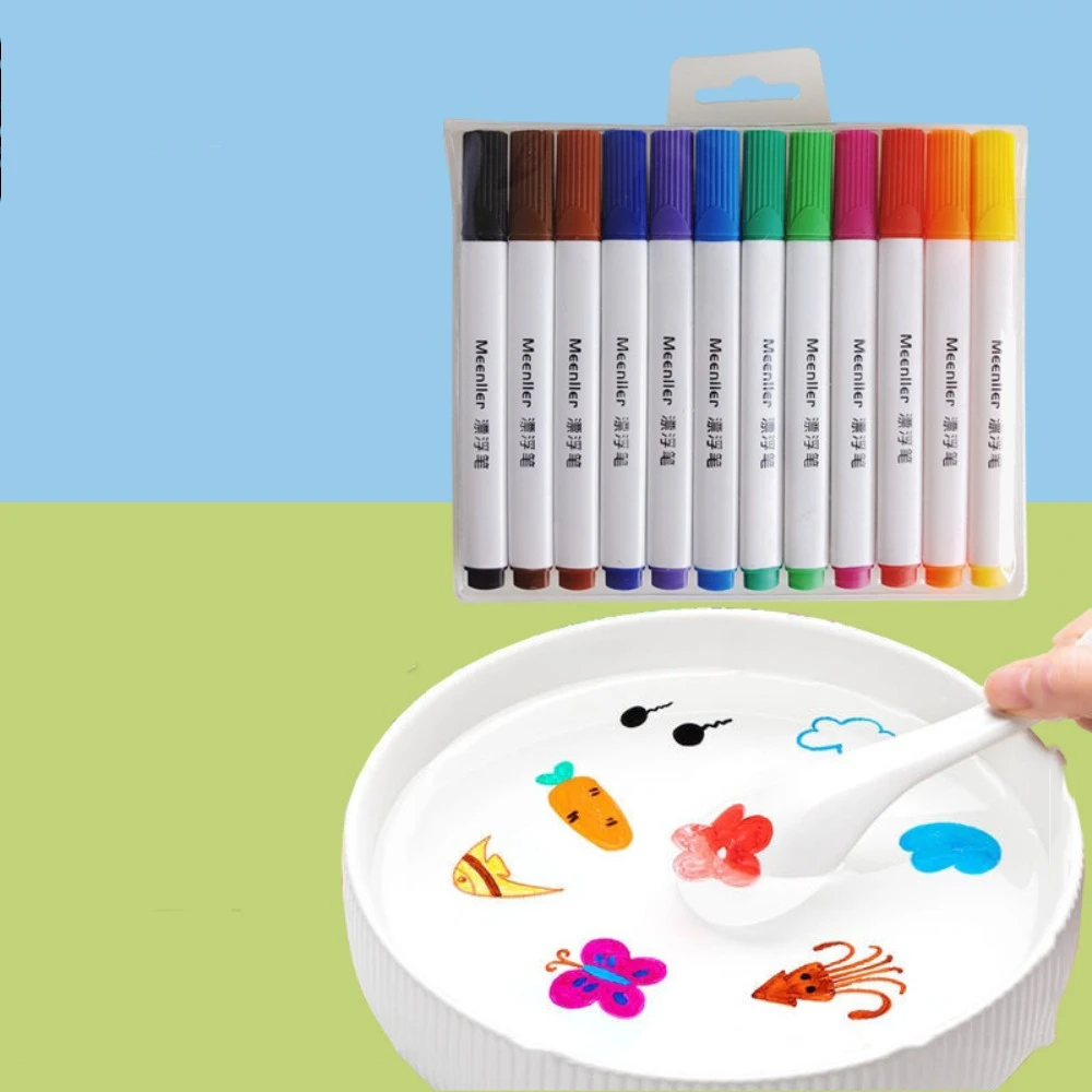 12 Colors Magical Water Painting Pen Markers Watercolor Pen Floating Ink Pen Stationery Water-soluble Chalk Colorful Mark Pen