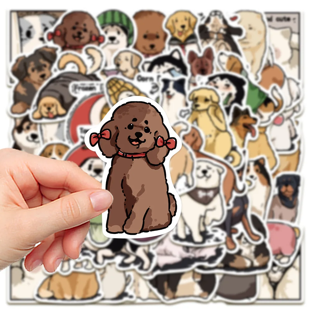 50 Stück Cartoon-niedliche Hunde-Graffiti-Aufkleber, wasserfeste Aufkleber für Laptops, Skateboards, Gitarren, Gepäck, Handys, Sammelalbum