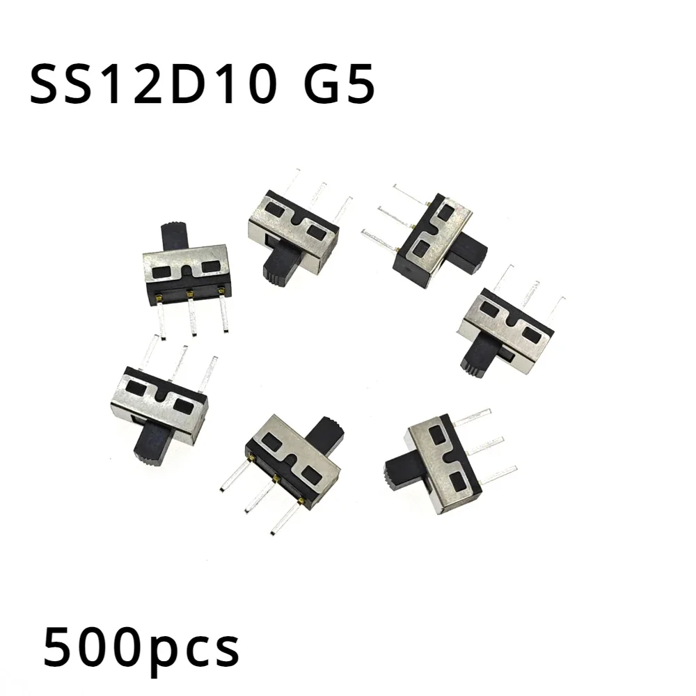 500pcs SS12D10G5 SS12D10 SS12D11 3Pins Toggle Switch 1P2T 3A 250V 5mm Handle 4.7mm Spacing Straight Feet