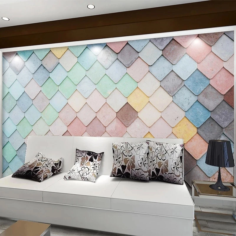 Customized Modern 3D Wallpaper Abstract Geometric Colorful Rhombus Mural children's room kindergarten bedroom restaurant study