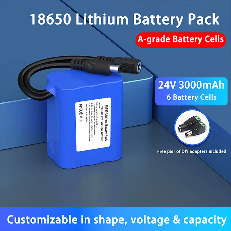 

18650 24V 3000mAh Lithium Battery Pack – Rechargeable Li-ion for LED Lights, Solar, E-bike & DIY Tools