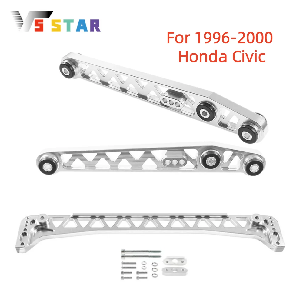Rear LCA Lower Control Arm + Rear Subframe Brace Sliver Compatible with 1996-2000 Honda Civic All Models