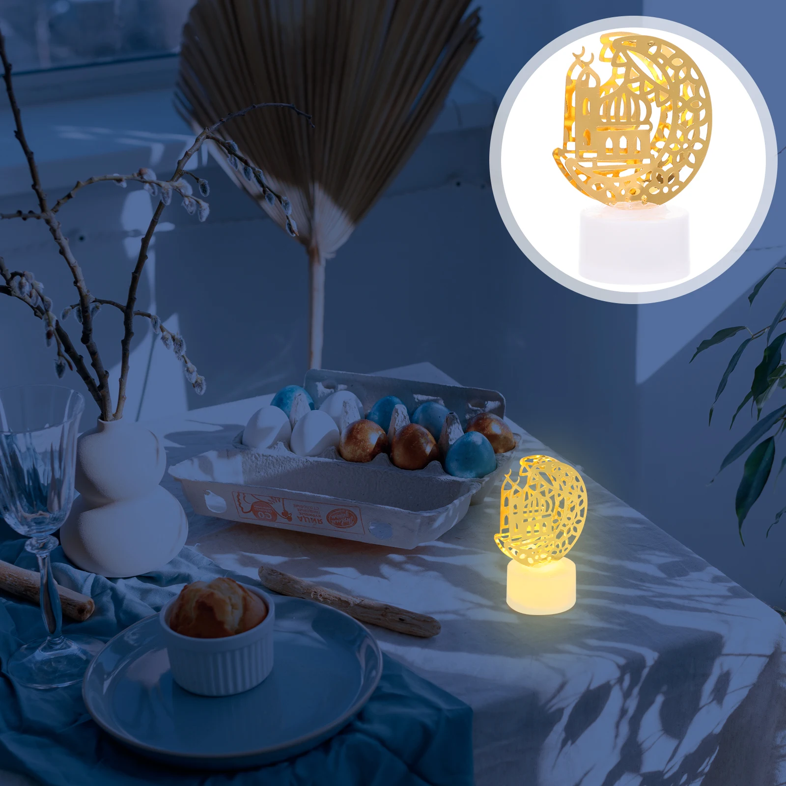 

Led Lamp Decorative Light Craft Eid Mubarak Hollow Out Ramadan Festival Ornament Creative Night Light Indoor Decorative