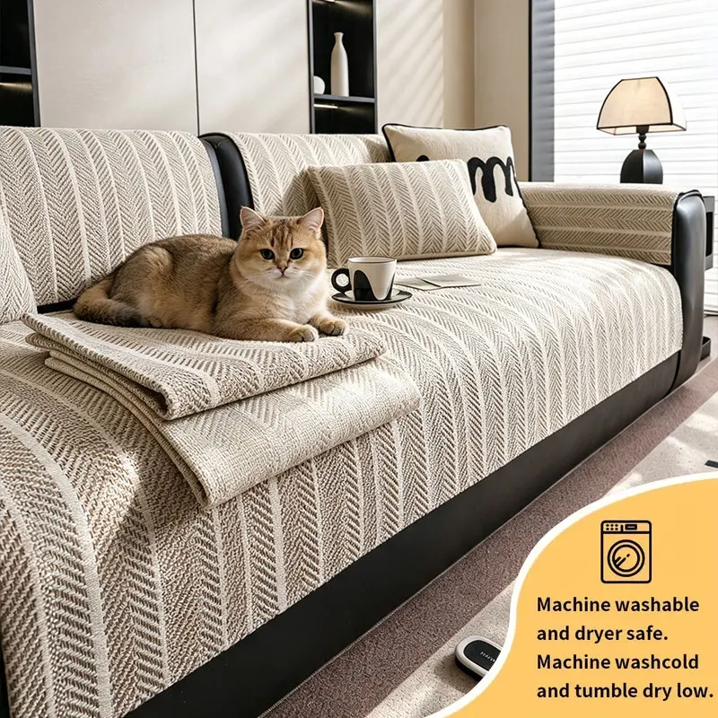 1PC-Wheat grain sofa cushion, suitable for most sofas, easy to clean, making the home look brand new, Pet Friendly, Non-slip