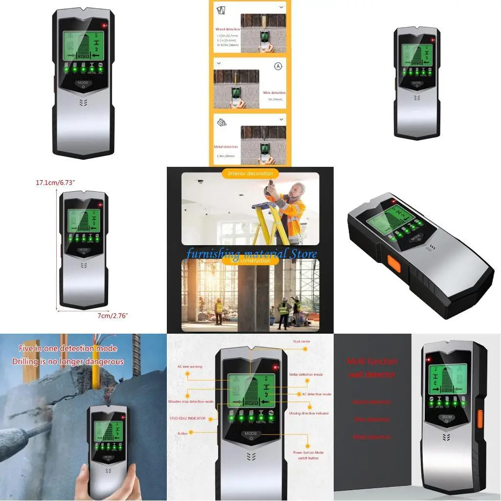 

Y5GD Finder with LCD Display Alarm Wall Scanner for Wire Metal Detection