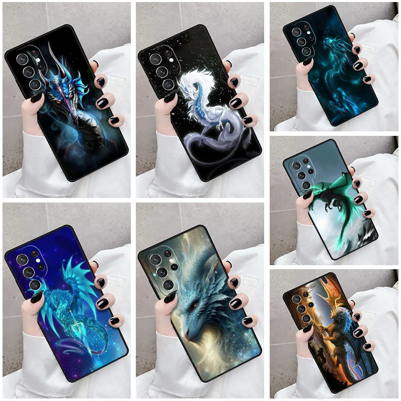 Phone Case For Samsung Galaxy S24 S23 S21fe S22 Ultra Plus Note 10 20 S8 S9 S10 Cover Dragon Mystical Creature