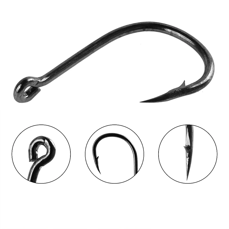 Fishhook Carbon Steel Strong Sharp Round Fishhook 3#-12# Clamp Barbed Portable Fishing Bait Fishing Gear 100-400 Pieces/box