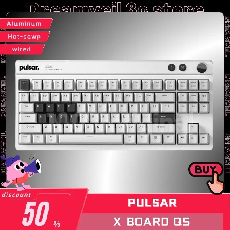 

Pulsar Xboard Qs Esports Mechanical Keyboard Wired Gaming Keyboards Cnc Aluminum Hot Swap Rgb Type-C Gamer Keyboards Gift Office