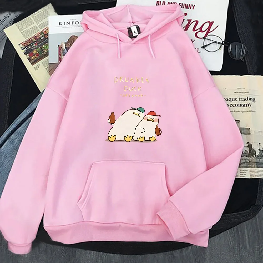 Kawaii I'm Sick of Everything Hoodies for Women Clothing Cartoon Anime Duck Sweatshirt Y2k Pullover Men Top Long Sleeve Casual