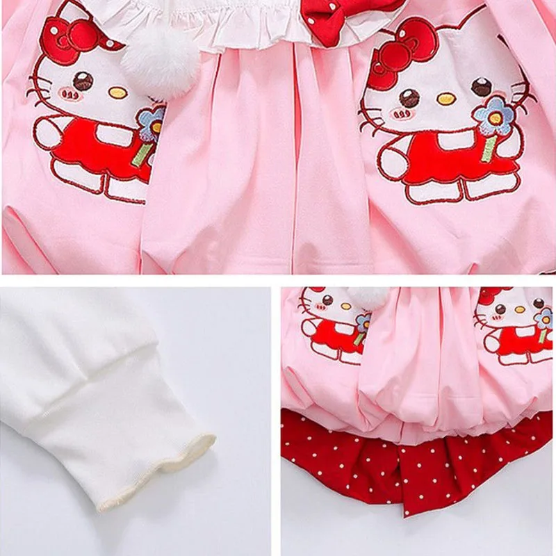 Kawaii Hello Kitty Girls Lolita Princess Dress saniris Kids reggicalze gonna Cosplay Costume festa di compleanno gonna a fiori gonfi