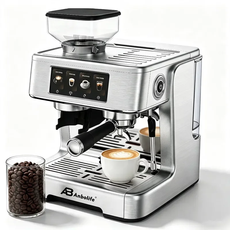 Anbolife Ese Pod Espresso Coffee Machine Manufacturer Wholesale OEM Stainless Steel PID Temperature Control TFT Touching