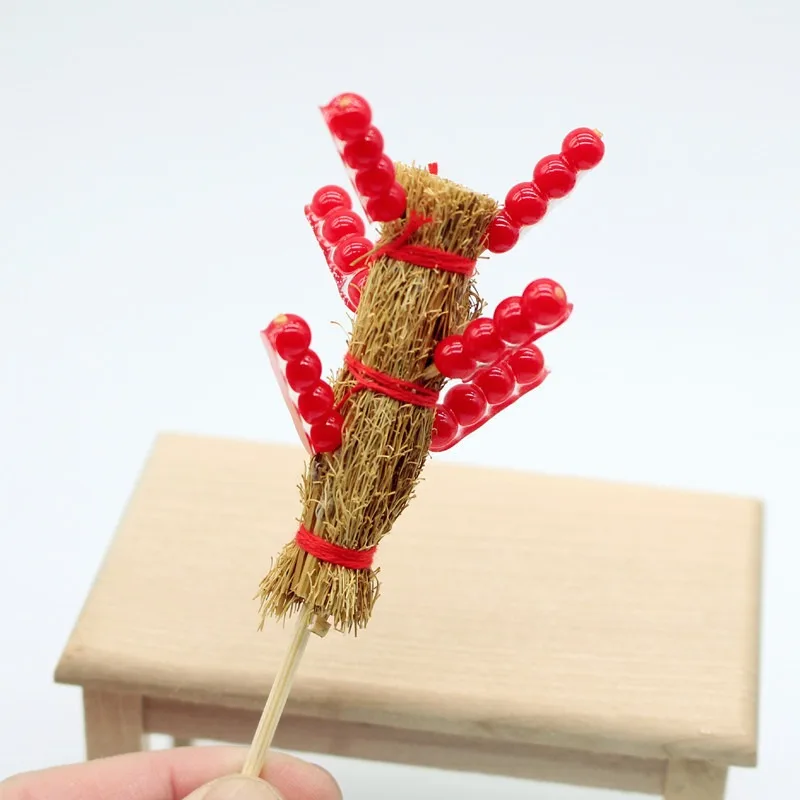 Simulated Bingtanghulu Stick String Mini Model Dollhouse Mini Food Scene Decoration Accessories