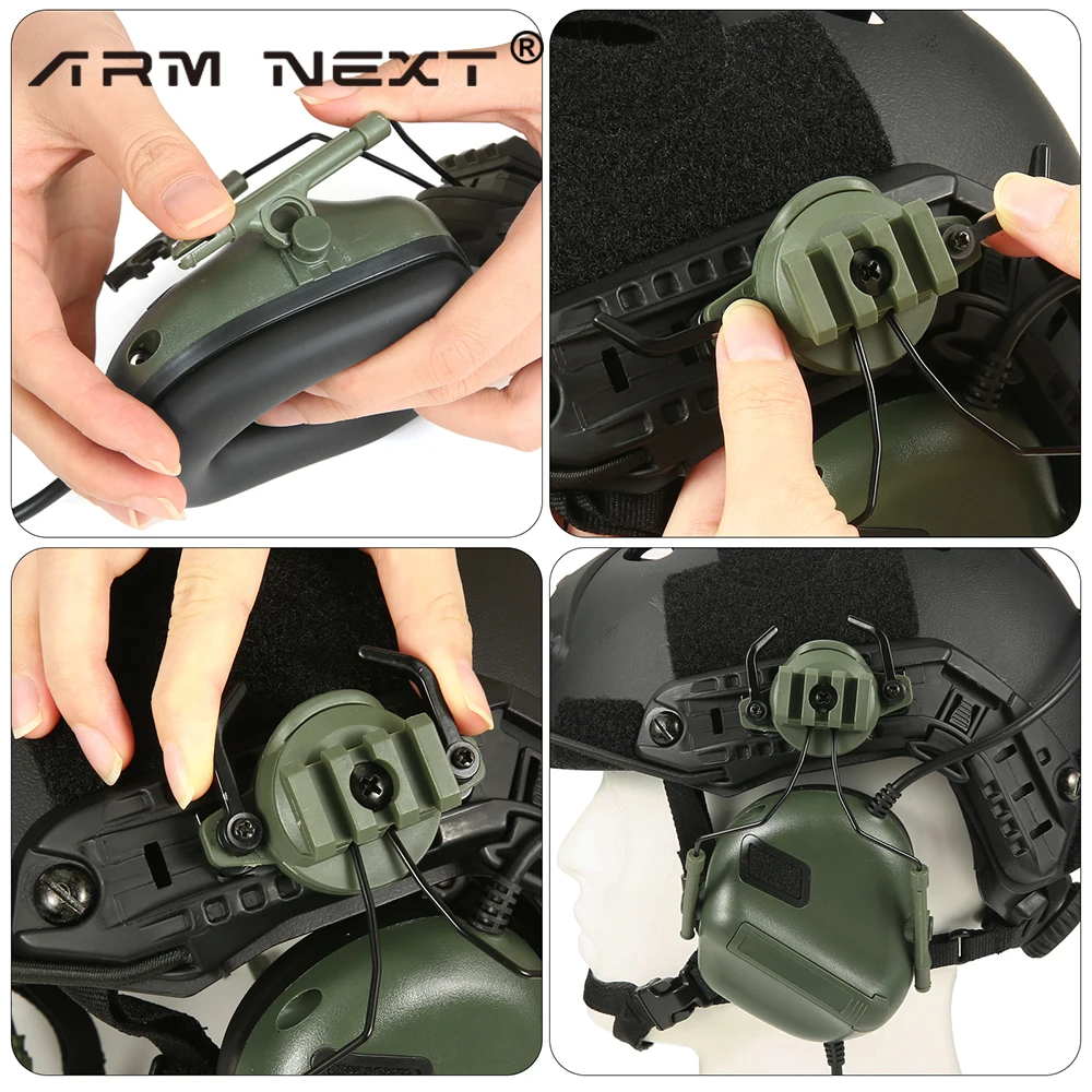 Army Tactical Headset Holder Fast Helmet Rail Suspension Bracket Hunting Shooting Headset Bracket Helmet Rail Adapter Set