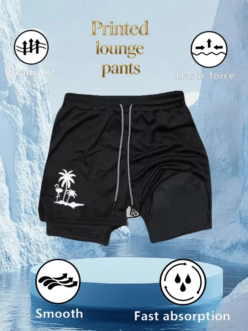 

Men's fashionable sports shorts quick drying 2-in-1 multifunctional fitness pants suitable for casual fashion outdoor gym summer