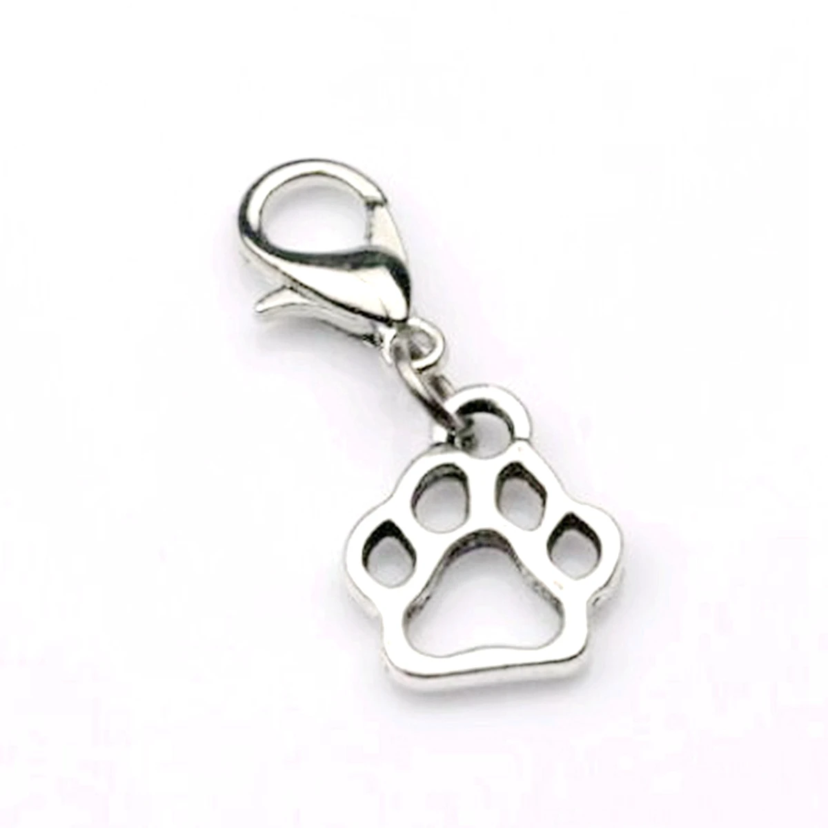 

25Pcs Alloy Dog Paw Floating Lobster Clasps Religion Pendant For Jewelry Making 11*27mm