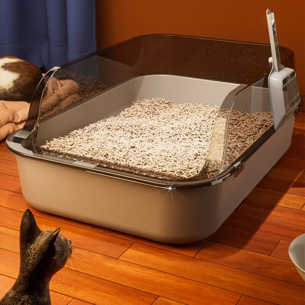 

Cats Sandbox Cat Toilet Large Capacity Open Cat Litter Box Plastic Anti-Splash Cats Toilet Bedpan Cleaning Bath Basin Supplies