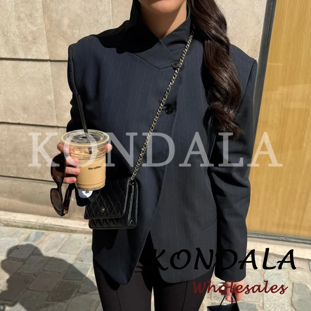 KONDALA Chic Casual Fashion 2026 Office Lady Women Blazer Buttons Streetwear Jacket Long Sleeve Beige Female Elegant Outwear