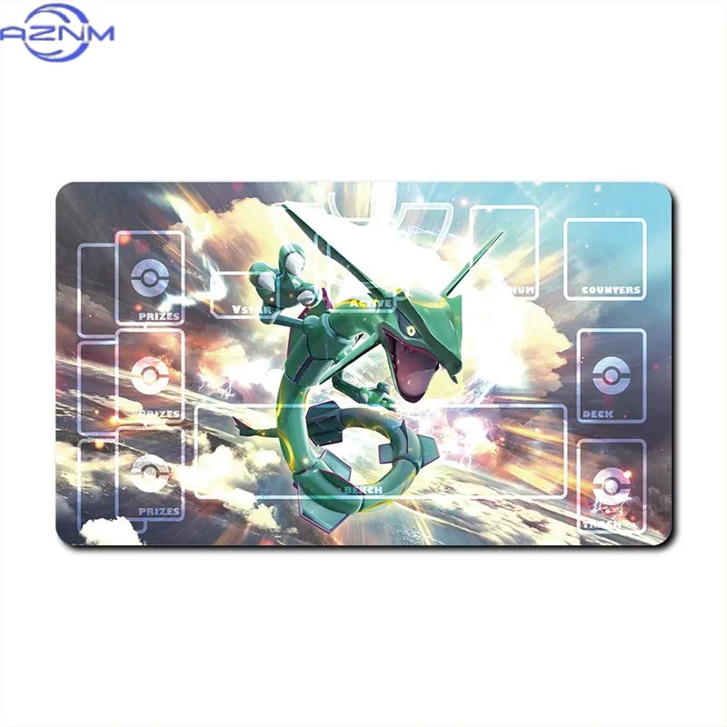 Legendary Pokemon Rayquaza Mewtwo TCG Playmat, Waterproof Non-Slip Mouse Mat for Epic Card Battle Table