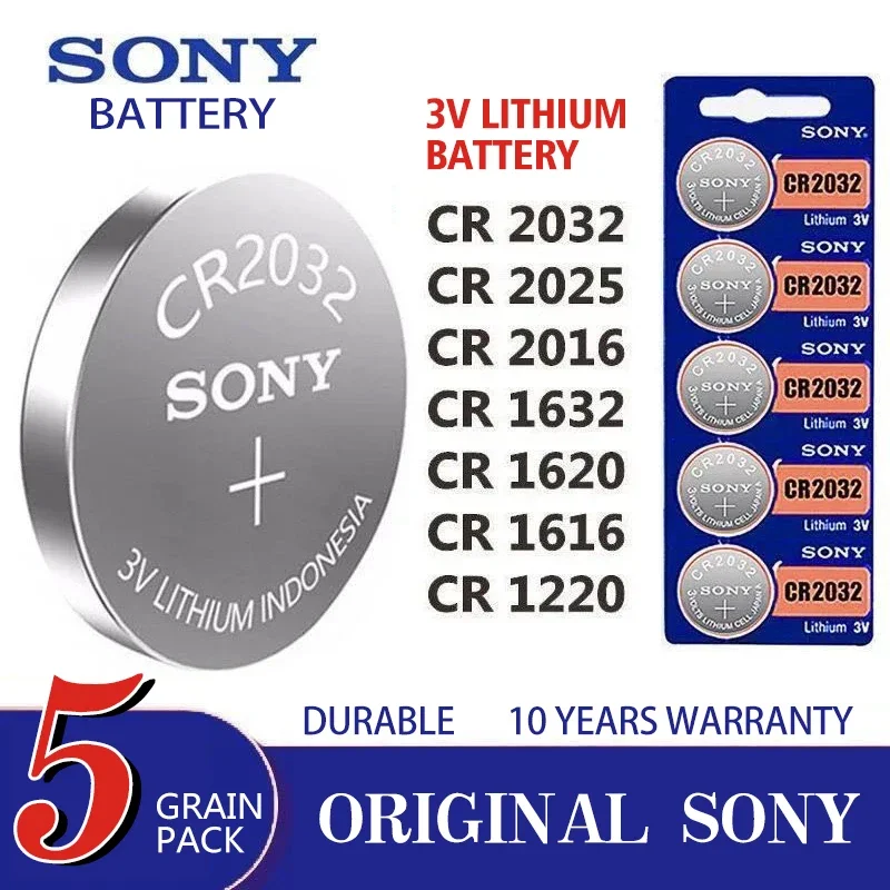 Original Sony CR2032 CR2025 CR2045 CR2016 Lithium ion battery LED light toy remote control for electronic watches 5Pcs