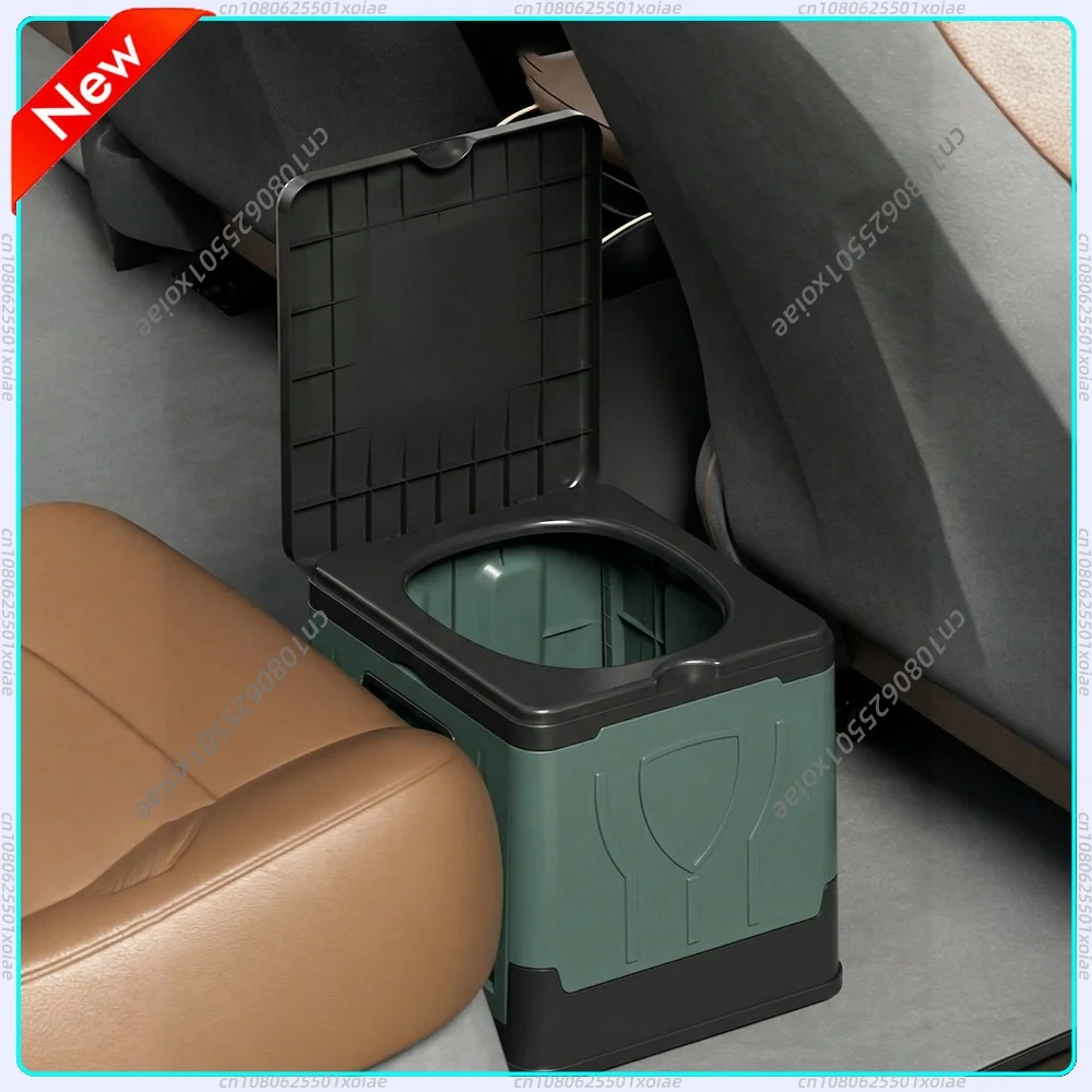 Folding Collapsible Toilet with Paper Holder & Lid Emergency Toilet Reusable for Adults Travel Outdoor Hiking Trips Beach