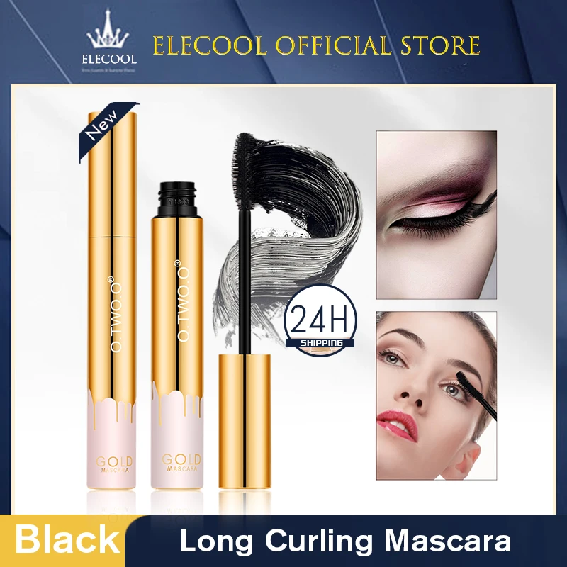 Mascara 3D noir pour extension de cils, brosse pour les yeux, maquillage de beauté, longue tenue, cils longs dorés