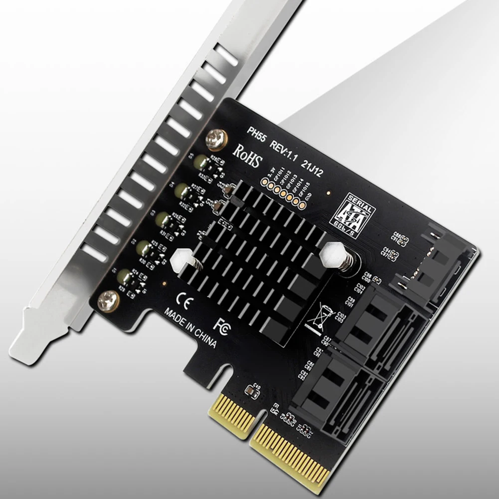 PCIe To 5-Port SATA3.0 Expansion Card Jmb585 Chip PCI-E To SATA Expansion Card Supports Cascaded Trim for Windows/Linux/ OS