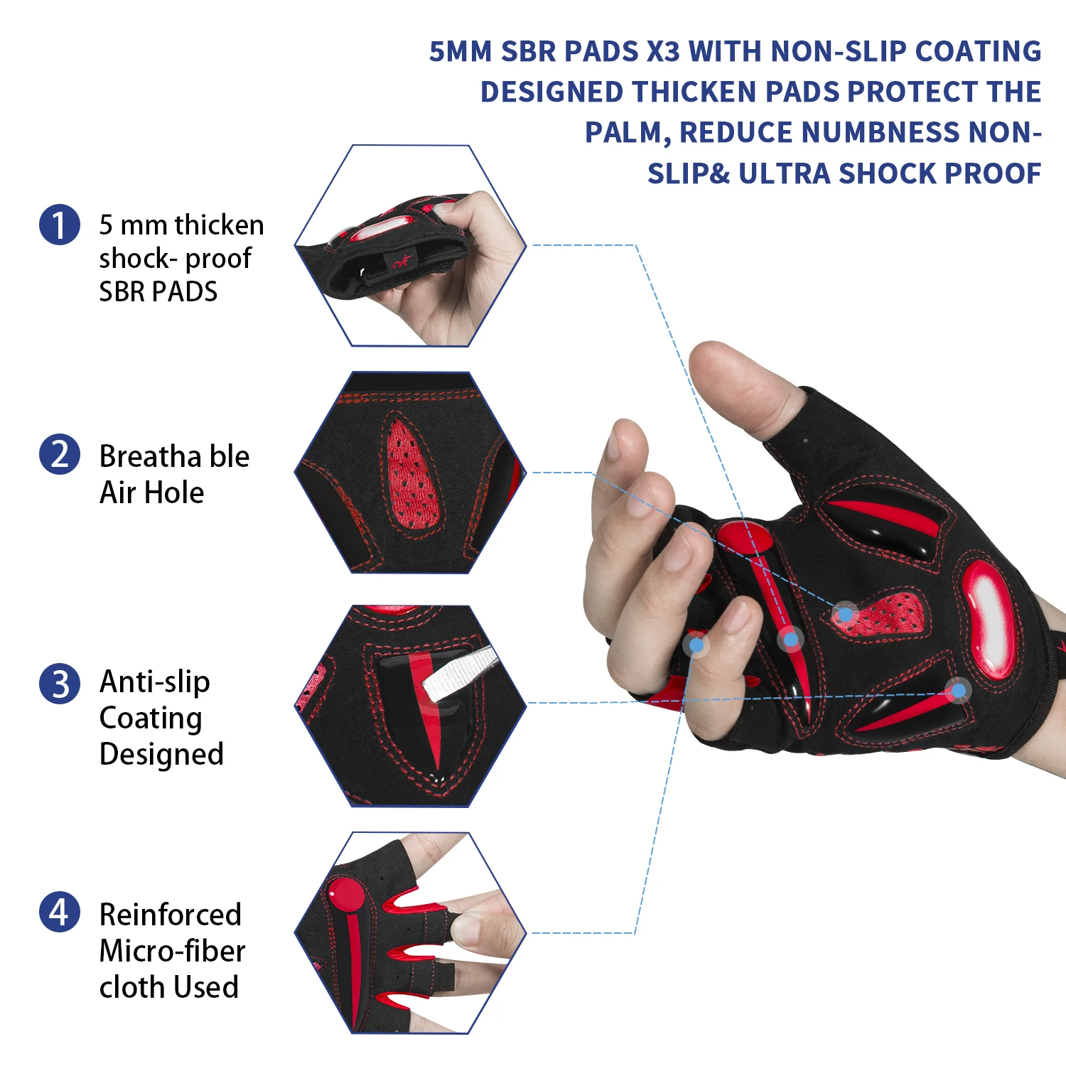 MOREOK Bike Gloves Breathable 5MM Liquid Gel Pads Bicycle Gloves Shock-Absorbing Mountain Road Cycling Gloves for Men Women